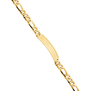 14KY Nugget Figaro Link Frame ID Bracelet