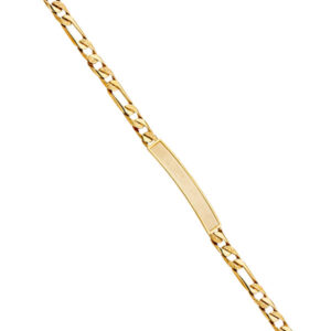 14KY Nugget Figaro Link Frame ID Bracelet