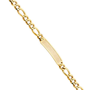 14KY Figaro Link Frame ID Bracelet