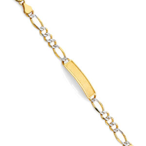 14KY Figaro WP F Baby ID Bracelet