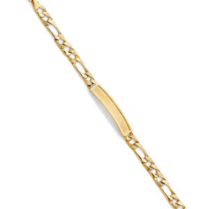 14KY Light Nugget Figaro Link F Baby ID Bracelet