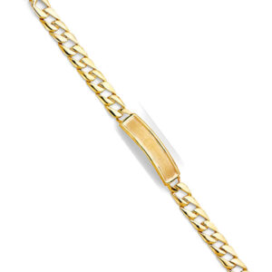 14KY Stamp Cuban Link Frame ID Bracelet