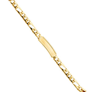 14KY Stamp Figaro Link F Baby ID Bracelet