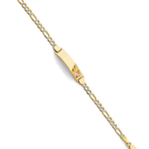 14K 2T Figaro WP Butterfly ID Bracelet