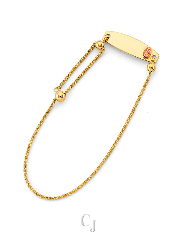 14K 2T Adjustable Guadalupe ID Bracelet