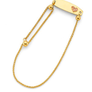 14KY Adjustable Heart ID Bracelet