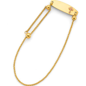14KY Adjustable Cross ID Bracelet