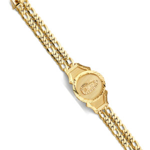 14KY 2Line Figaro Guadalupe Frame ID Bracelet