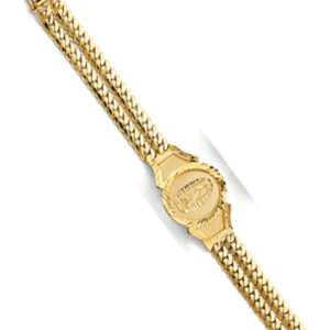 14KY 2Line Cuban Guadalupe Frame ID Bracelet