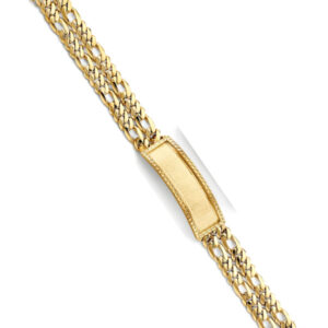 14KY 2Line Figaro Frame ID Bracelet
