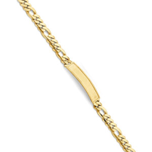 14KY Figaro Link Frame ID Bracelet