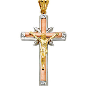 14K 3C CZ Fancy Crucufix Pendant