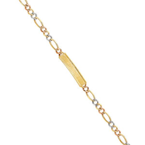 14K 3C DC Figaro Frame ID Bracelet
