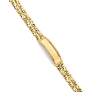 14KY 2Line Figaro Frame ID Bracelet