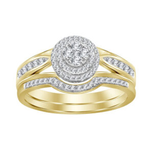 LADIES BRIDAL SET 0.30CT ROUND DIAMOND 10K YELLOW GOLD