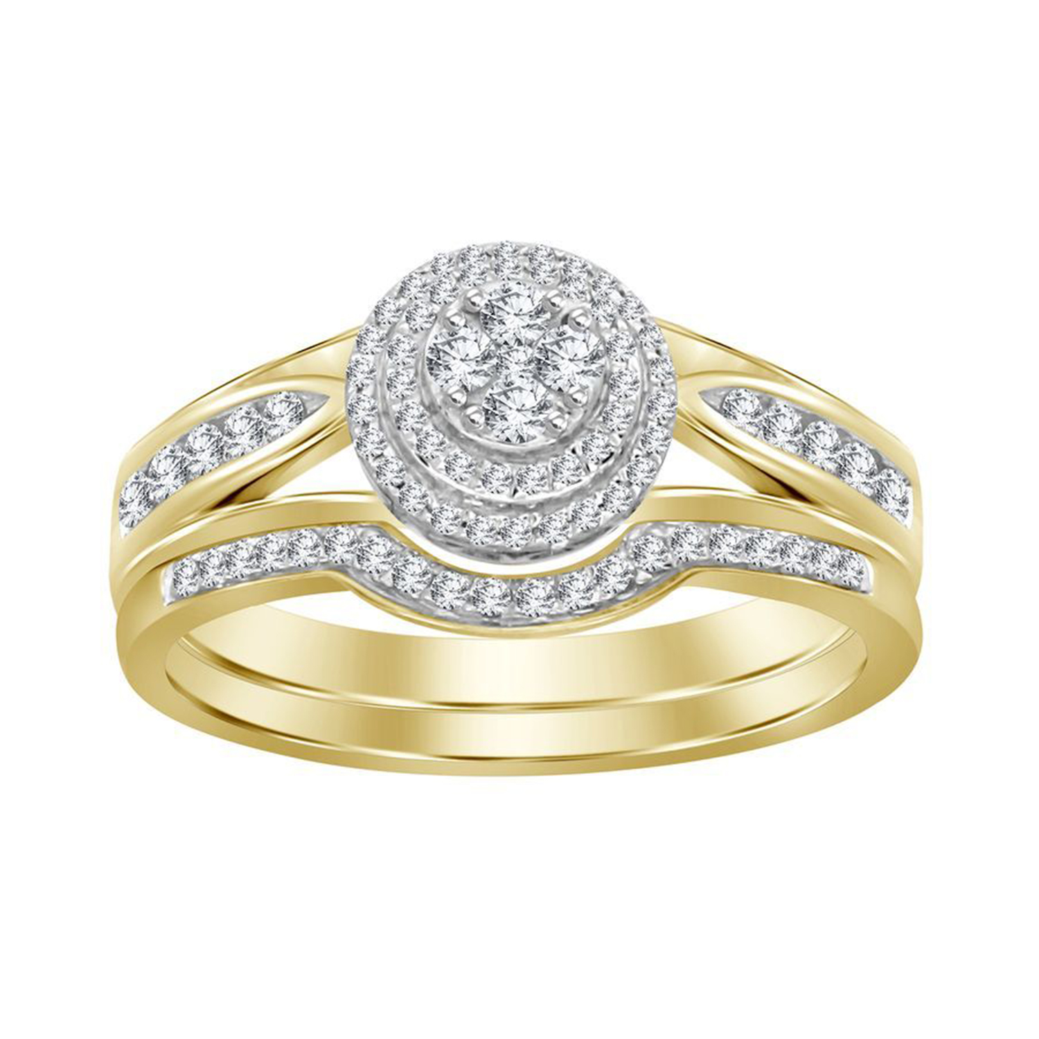 LADIES BRIDAL SET 0.30CT ROUND DIAMOND 10K YELLOW GOLD