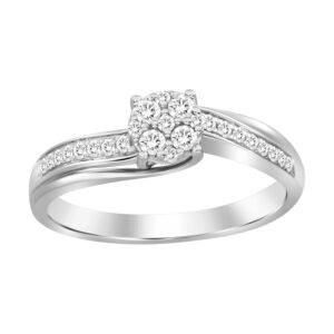 LADIES RING 0.25CT ROUND DIAMOND 10K WHITE GOLD