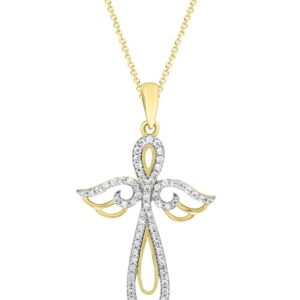 LADIES PENDANT WITH CHAIN 0.35CT ROUND DIAMOND 10K YELLOW GOLD