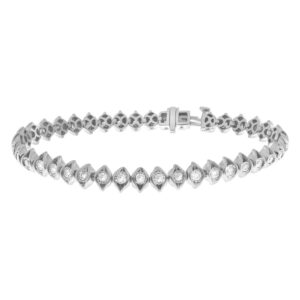 LADIES BRACELET 1.00CT ROUND DIAMOND 10K WHITE GOLD