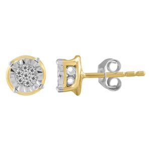 LADIES STUD EARRINGS 0.10CT ROUND DIAMOND 10K YELLOW GOLD