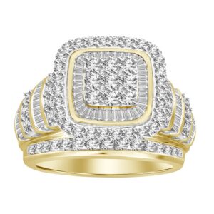 LADIES RING 2.10CT ROUND/BAGUETTE DIAMOND 10K YELLOW GOLD