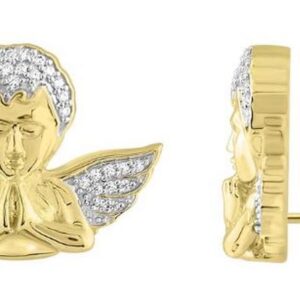 LADIES STUD EARRINGS 0.25CT ROUND DIAMOND 10K YELLOW GOLD