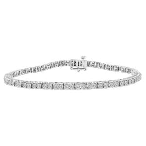 LADIES BRACELET 1.00CT ROUND DIAMOND 10K WHITE GOLD