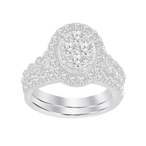 LADIES BRIDAL SET 1.50CT ROUND DIAMOND 14K WHITE GOLD