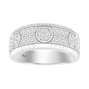 MEN'S RING 0.75CT ROUND DIAMOND 10K WHITE GOLD