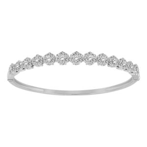 LADIES BANGLE 2.50CT ROUND DIAMOND 14K WHITE GOLD (SI QUALITY)