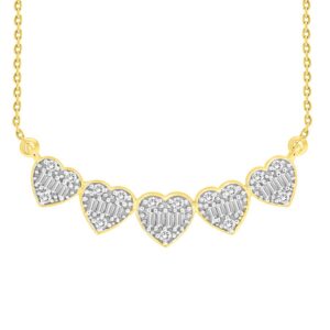 LADIES NECKLACE 0.25CT ROUND DIAMOND 14K YELLOW GOLD