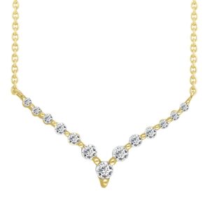 LADIES NECKLACE 0.25CT ROUND DIAMOND 14K YELLOW GOLD