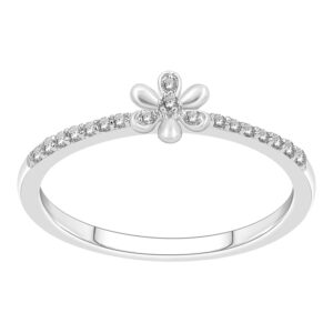 LADIES RING 0.10CT ROUND DIAMOND 10K WHITE GOLD