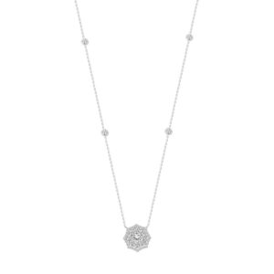 LADIES NECKLACE 1.00CT ROUND DIAMOND 14K WHITE GOLD (SI QUALITY)