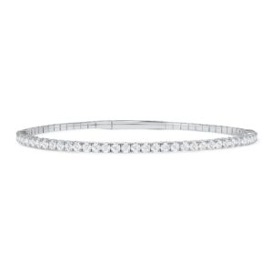 LADIES HALF FLEXIBLE BANGLE 1.00CT ROUND DIAMOND 14K WHITE GOLD