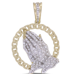 MEN'S CHARM PENDANT 0.16CT ROUND DIAMOND 10K YELLOW GOLD