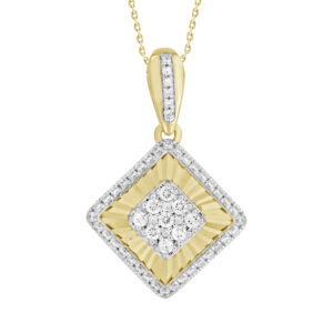 LADIES  PENDANT WITH CHAIN 0.25CT ROUND DIAMOND 10K YELLOW GOLD