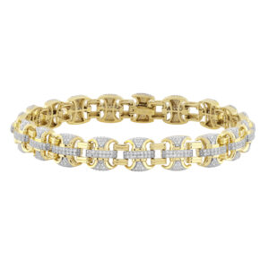 MEN'S  BRACELET 1.00CT ROUND DIAMOND 10K YELLOW GOLD