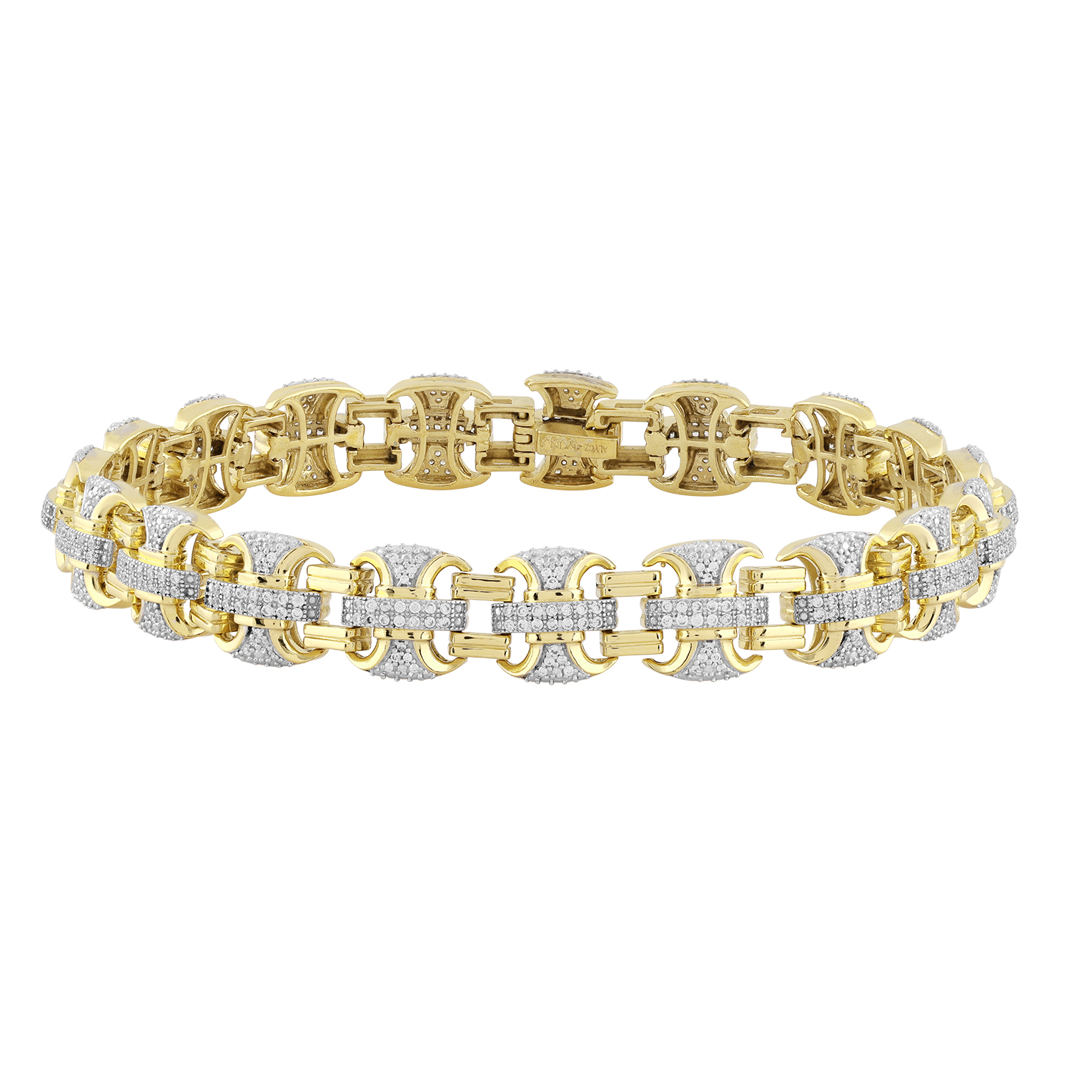 MEN'S BRACELET 1.00CT ROUND DIAMOND 10K YELLOW GOLD