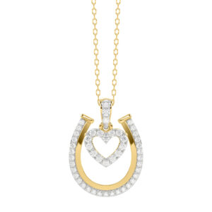 LADIES PENDANT WITH CHAIN 0.25CT ROUND DIAMOND 14K YELLOW GOLD