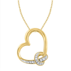 LADIES PENDANT 0.10CT ROUND DIAMOND 10K YELLOW GOLD