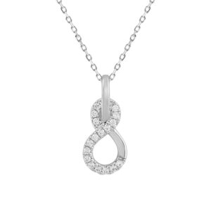 LADIES PENDANT WITH CHAIN 0.13CT ROUND DIAMOND 10K WHITE GOLD