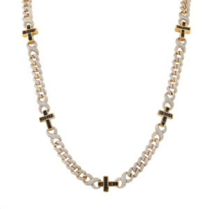 MEN'S NECKLACE 9.00CT ROUND DIAMOND 10K YELLOW GOLD