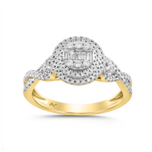 LADIES RING 0.35CT BAGUETTE/ROUND DIAMOND 14K YELLOW GOLD