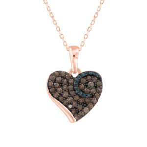 LADIES HEART PENDANT 0.45CT DARK BROWN DIAMOND 14K ROSE GOLD