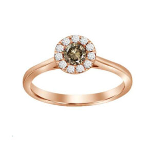 LADIES RING 0.50CT BLUE/DARK BROWN/ROUND DIAMOND 14K ROSE GOLD