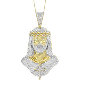 MEN'S CHARM PENDANT 1.50CT ROUND DIAMOND 10K YELLOW GOLD