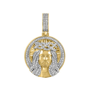 MEN'S CHARM PENDANT 0.33CT ROUND DIAMOND 10K YELLOW GOLD