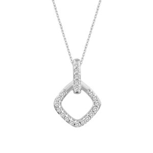 LADIES PENDANT WITH CHAIN 0.13CT ROUND DIAMOND 10K WHITE GOLD