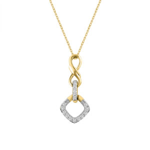 LADIES PENDANT WITH CHAIN 0.10CT ROUND DIAMOND 10K YELLOW GOLD